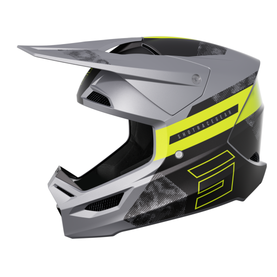 Casque cross Shot 2024 Furious Patrol - Gris Jaune Mat