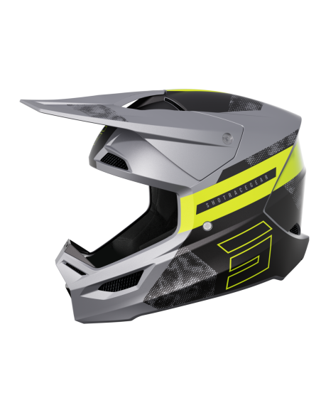 Casque cross Shot 2024 Furious Patrol - Gris Jaune Mat