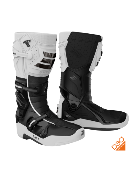 Bottes cross Shot Race 8 - Blanc Noir Chrome