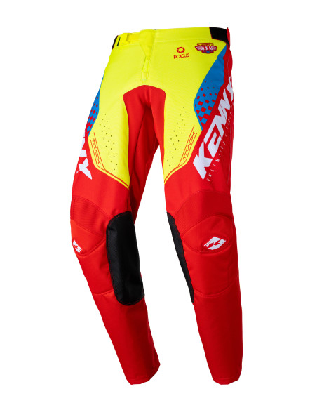 Pantalon cross enfant Kenny Track Focus - Jaune Fluo Rouge