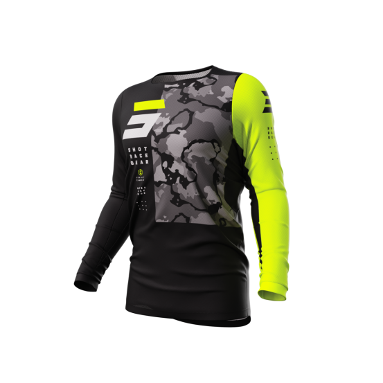 Maillot cross Shot 2023 Contact Camo 2.0 - Jaune Fluo