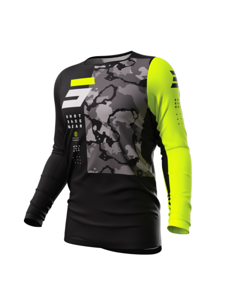 Maillot cross Shot 2023 Contact Camo 2.0 - Jaune Fluo