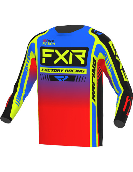 Maillot cross enfant FXR 2023 Clutch Pro - Bleu Rouge Jaune Fluo