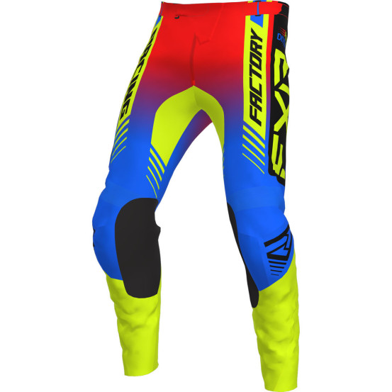 Pantalon cross enfant FXR 2023 Clutch Pro - Bleu Jaune Fluo Rouge