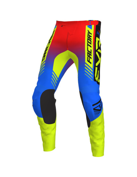 Pantalon cross enfant FXR 2023 Clutch Pro - Bleu Jaune Fluo Rouge