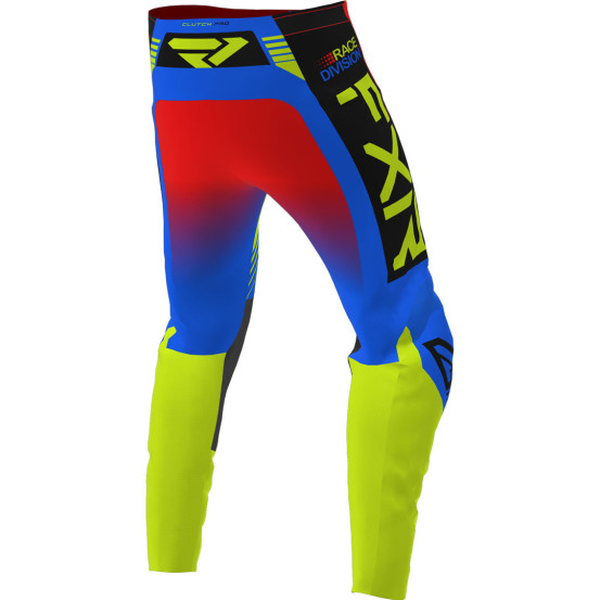 Pantalon cross enfant FXR 2023 Clutch Pro - Bleu Jaune Fluo Rouge