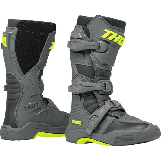 Bottes cross enfant Thor Blitz XR - Gris Jaune Fluo