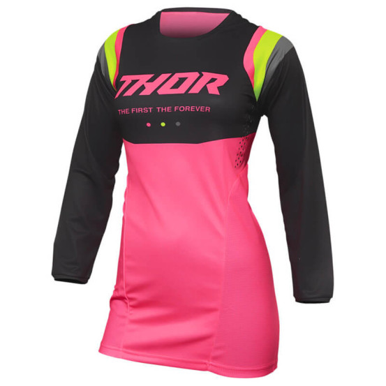 Maillot cross Femme Thor Pulse Rev - Gris Charcoal Rose Fluo
