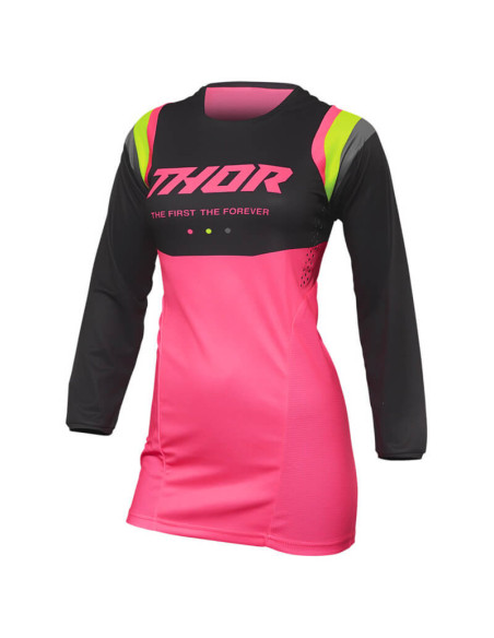 Maillot cross Femme Thor Pulse Rev - Gris Charcoal Rose Fluo