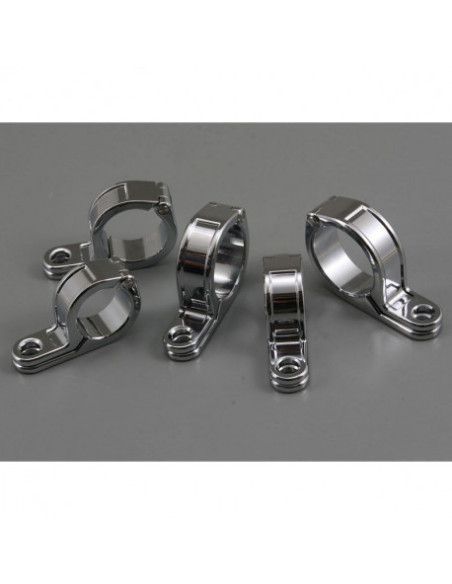 Supports de clignotants chromés sur tubes de fourche - Diamètre 27mm