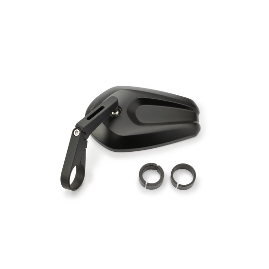 Rétroviseur homologué sur embout de guidon en aluminium et ABS - 30 mm - 25,4mm ou 22,2mm
