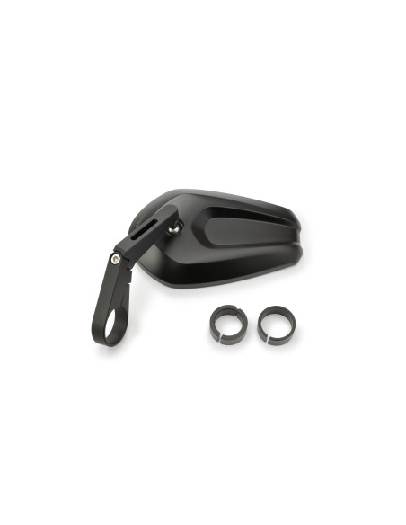 Rétroviseur homologué sur embout de guidon en aluminium et ABS - 30 mm - 25,4mm ou 22,2mm