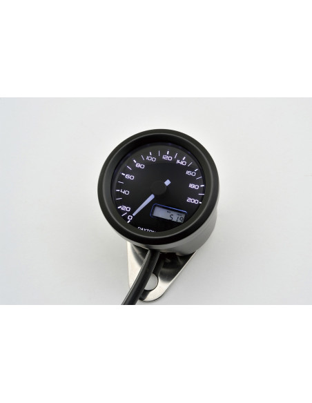 Compteur vitesse noir DAYTONA VELONA48 - 200 km/h - 3 coloris de rétroéclairage