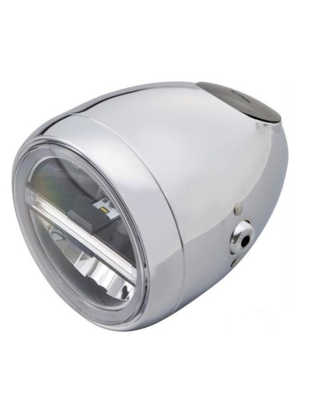 Phare LED Néo Rétro chromé DAYTONA avec emplacement pour compteur VELONA60