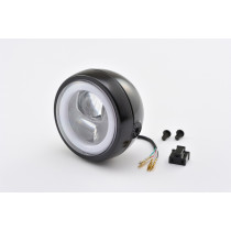 Phare LED rond noir DAYTONA CAPSULE120 - Fixations latérales