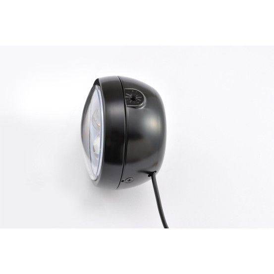 Phare LED rond noir DAYTONA CAPSULE120 - Fixations latérales
