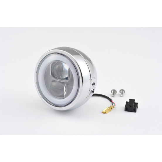 Phare LED rond chromé DAYTONA CAPSULE120 - Fixations latérales