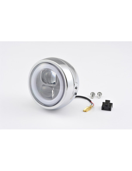 Phare LED rond chromé DAYTONA CAPSULE120 - Fixations latérales