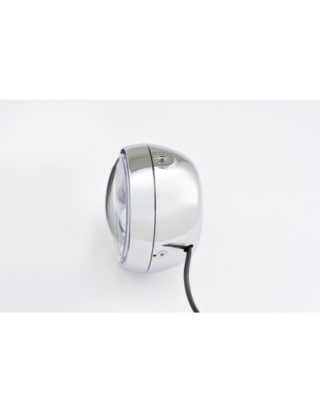 Phare LED rond chromé DAYTONA CAPSULE120 - Fixations latérales