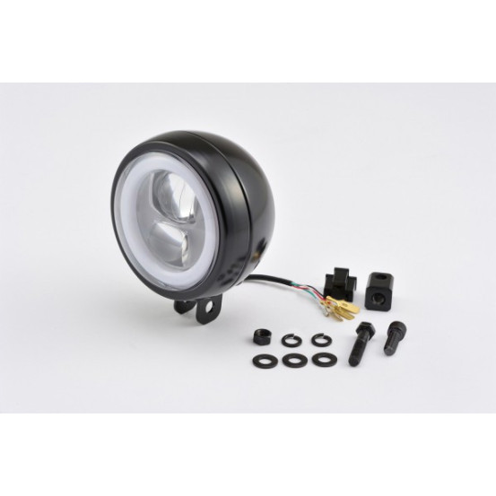 Phare LED rond noir DAYTONA CAPSULE120 - Fixations inférieures