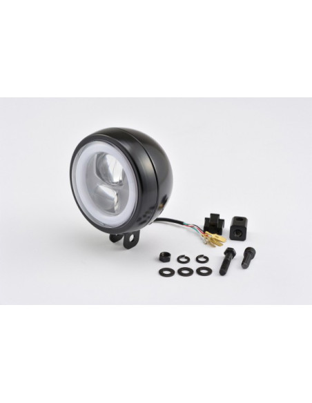 Phare LED rond noir DAYTONA CAPSULE120 - Fixations inférieures
