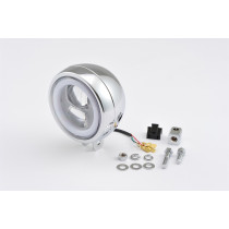 Phare LED rond chromé DAYTONA CAPSULE120 - Fixations inférieures
