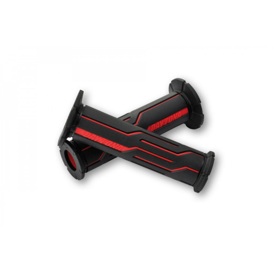 Paire de poignées caoutchouc moto DAYTONA LINE rouges