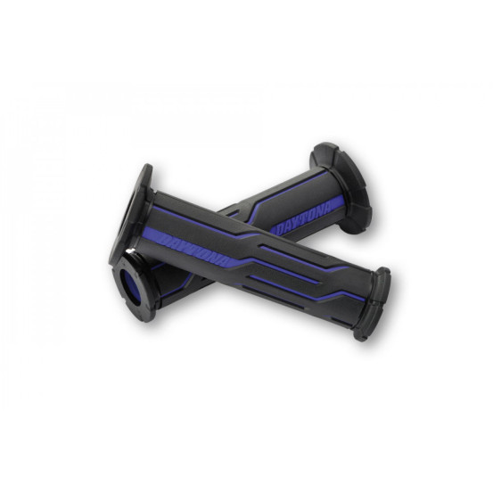 Paire de poignées caoutchouc moto DAYTONA LINE bleues