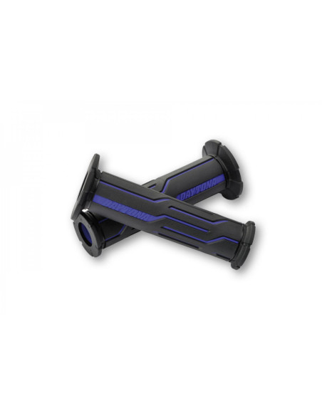 Paire de poignées caoutchouc moto DAYTONA LINE bleues