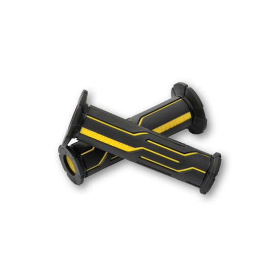Paire de poignées caoutchouc moto DAYTONA LINE jaunes