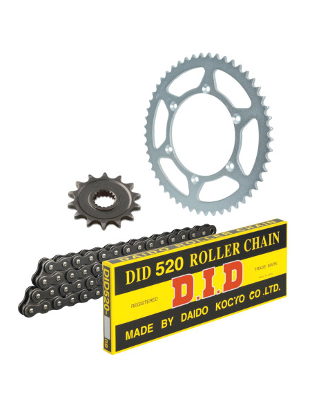 Kit chaine type origine 520 Acier DID - HONDA HM 125 CRM DERAPAGE 2 tps 2011-16
