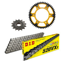 Kit chaine 520 Stealth DID-SUPERSPROX - HUSQVARNA 125 TC 2013-19 - 250 FC-TE 2014-17 2