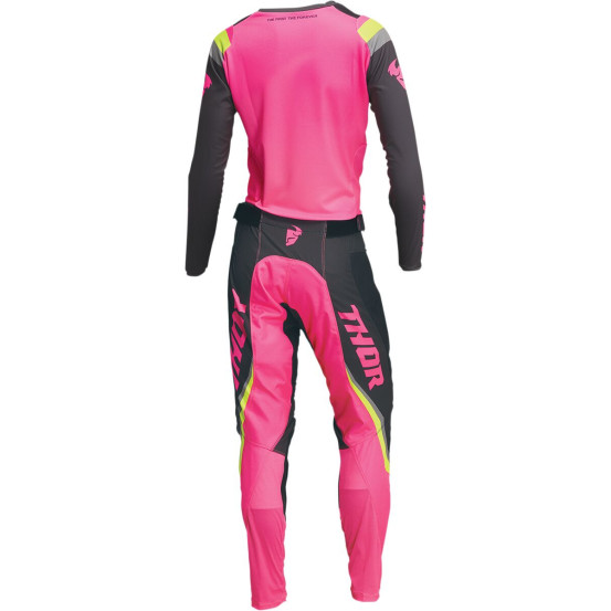 Pantalon cross Femme Thor Pulse Rev - Gris Charcoal Rose Fluo