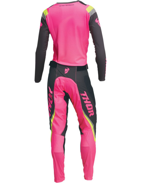 Pantalon cross Femme Thor Pulse Rev - Gris Charcoal Rose Fluo