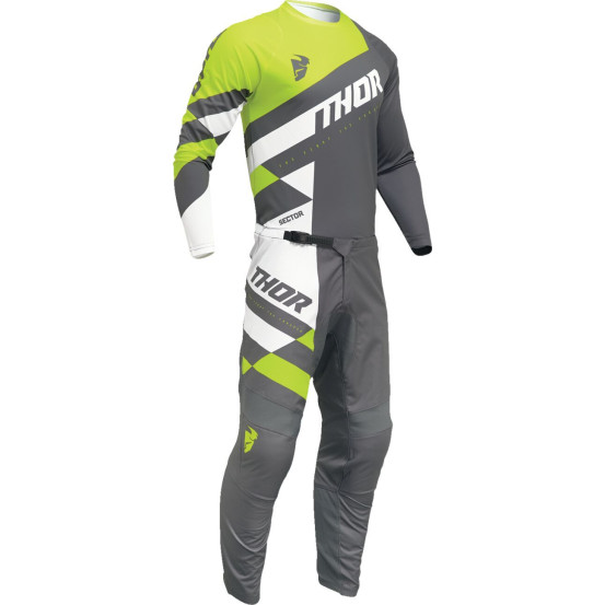 Maillot cross Thor 2024 Sector - Charcoal Gris Jaune Acid