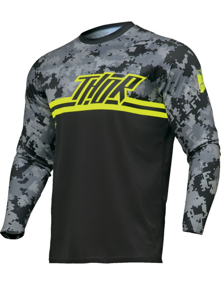 Maillot cross enfant Thor 2024 Sector - Camo Digi Noir Jaune