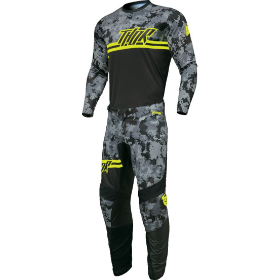 Maillot cross enfant Thor 2024 Sector - Camo Digi Noir Jaune