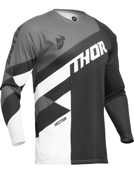 Maillot cross enfant Thor 2024 Sector - Checker Noir Gris