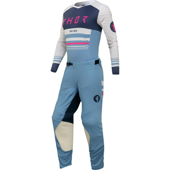 Maillot cross femme Thor 2024 Prime - Blaze Bleu Steel Blanc Vintage