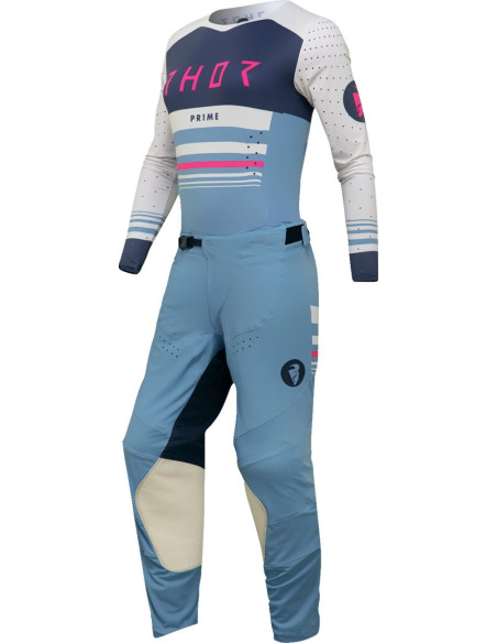 Maillot cross femme Thor 2024 Prime - Blaze Bleu Steel Blanc Vintage