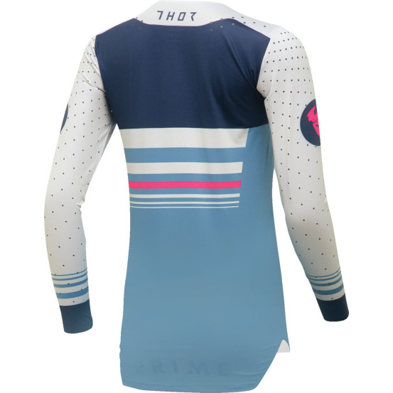 Maillot cross femme Thor 2024 Prime - Blaze Bleu Steel Blanc Vintage