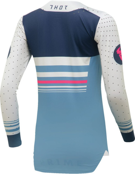 Maillot cross femme Thor 2024 Prime - Blaze Bleu Steel Blanc Vintage