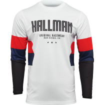 Maillot cross Thor Hallman Differ Draft - Blanc Rouge Bleu