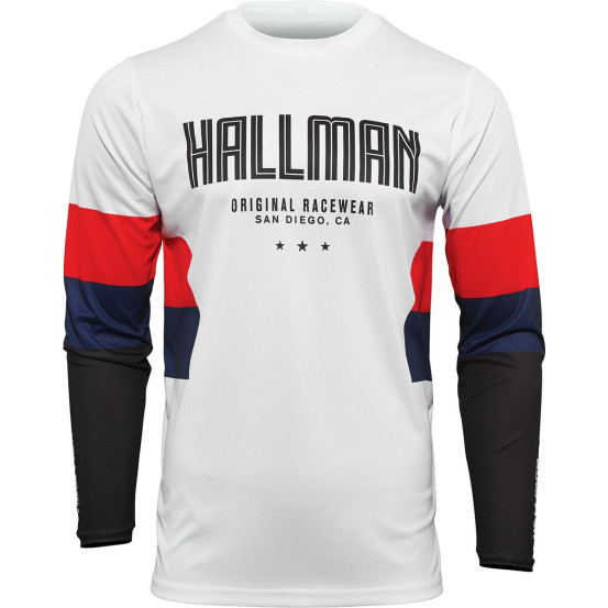Maillot cross Thor Hallman Differ Draft - Blanc Rouge Bleu