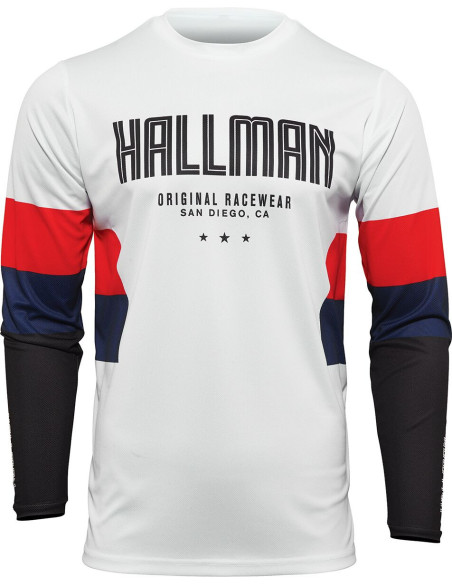 Maillot cross Thor Hallman Differ Draft - Blanc Rouge Bleu