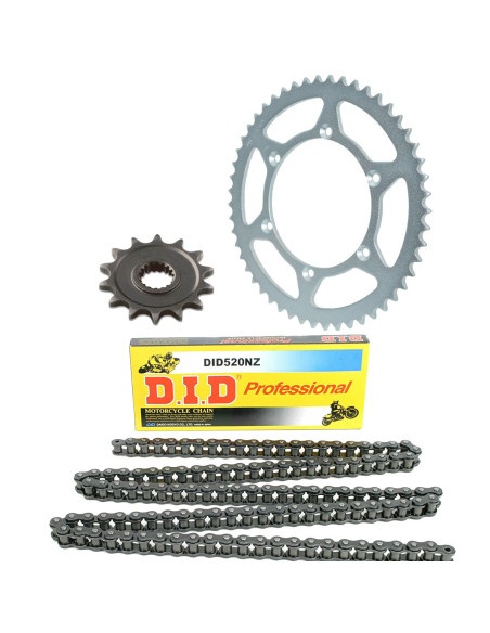 Kit chaine type origine 520 Acier DID - CAGIVA 125 BLUES 1988-95