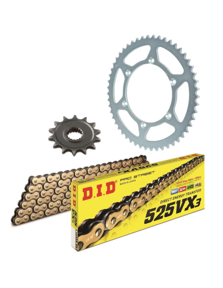 Kit chaine type origine 525 Acier DID - KTM 990 Adventure 2006-13