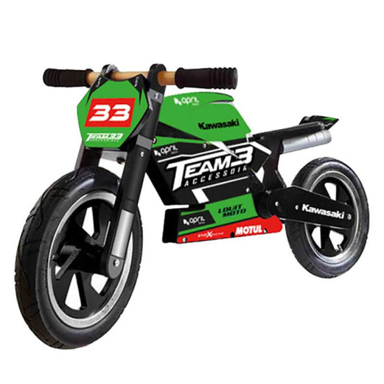 Draisienne enfant en bois - Kit déco Team33 Kawasaki