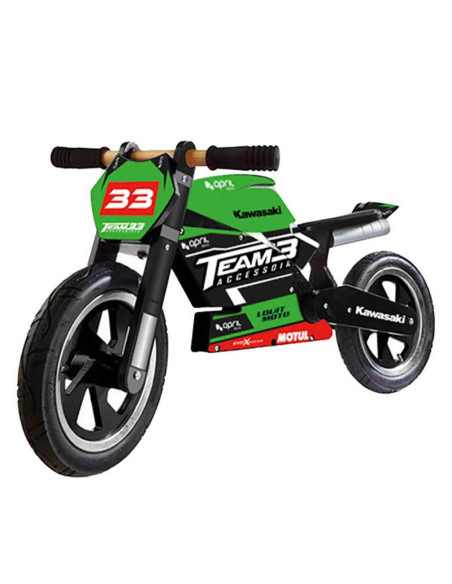 Draisienne enfant en bois - Kit déco Team33 Kawasaki