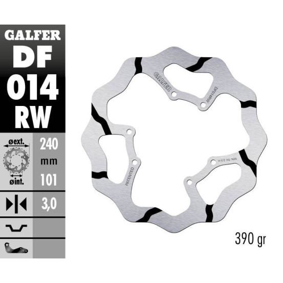 Disque de frein avant fixe Wave GALFER- 240 mm- HONDA CR-CRF -2014